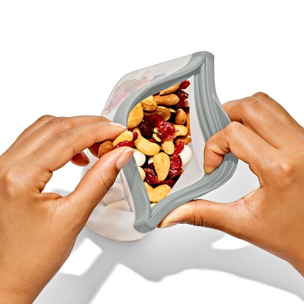 Silicone Reusable Bag Stand-Up Snack (12 oz) - Fog B0