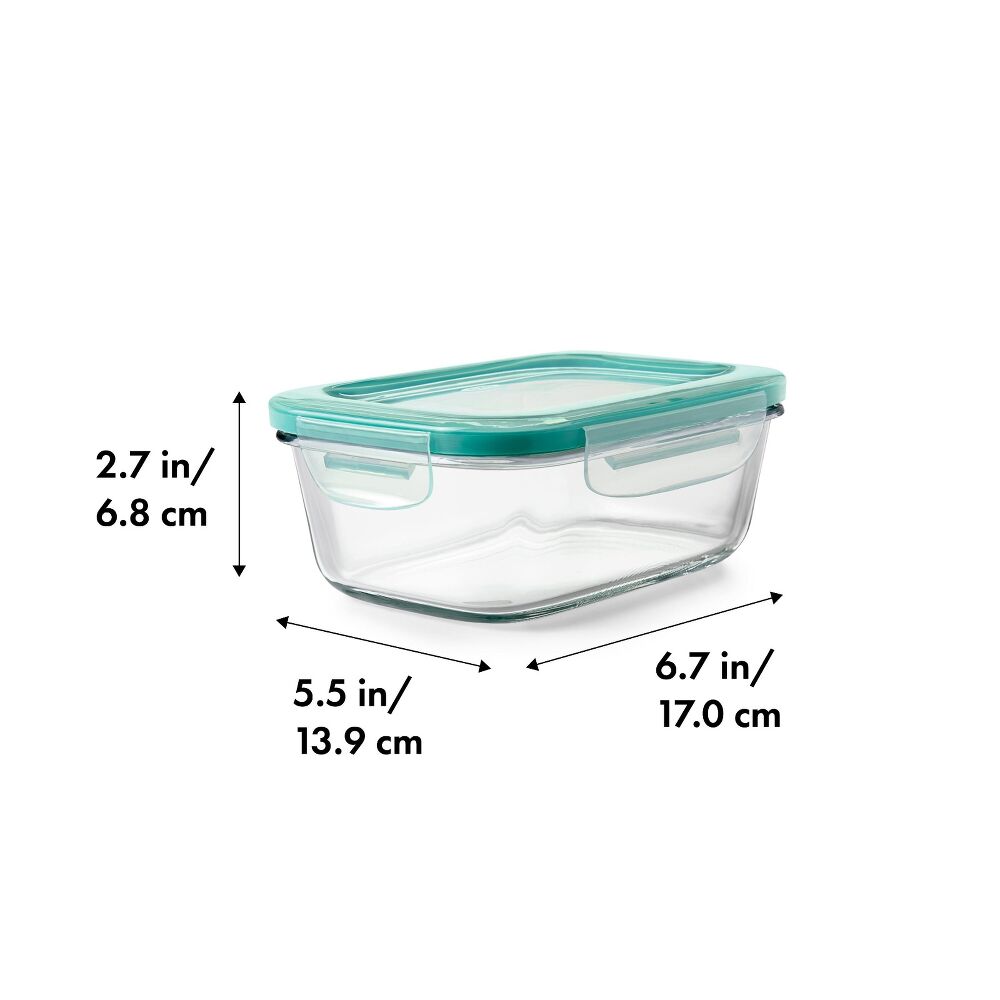 Smart Seal 3.5 Cup Glass Rectangle Container - Teal I2