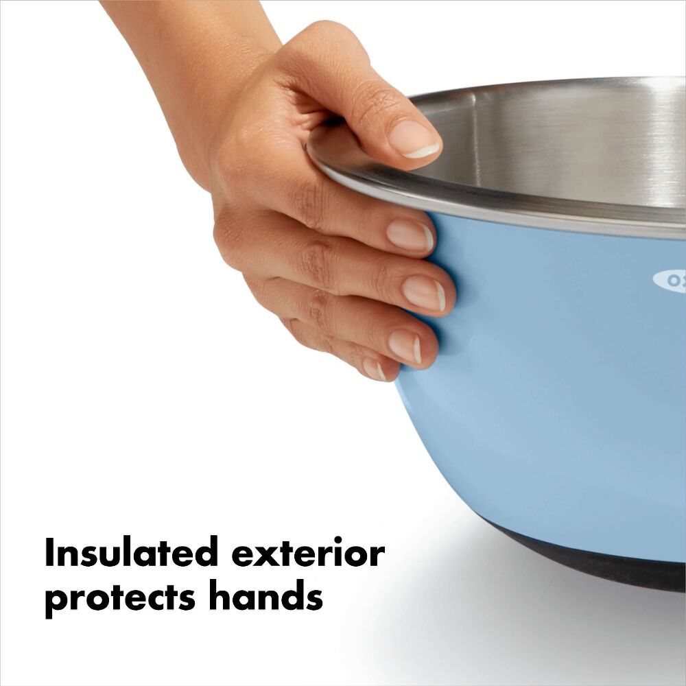 3-Piece Stainless Steel Mixing Bowl Set - Blue/Gray Y1