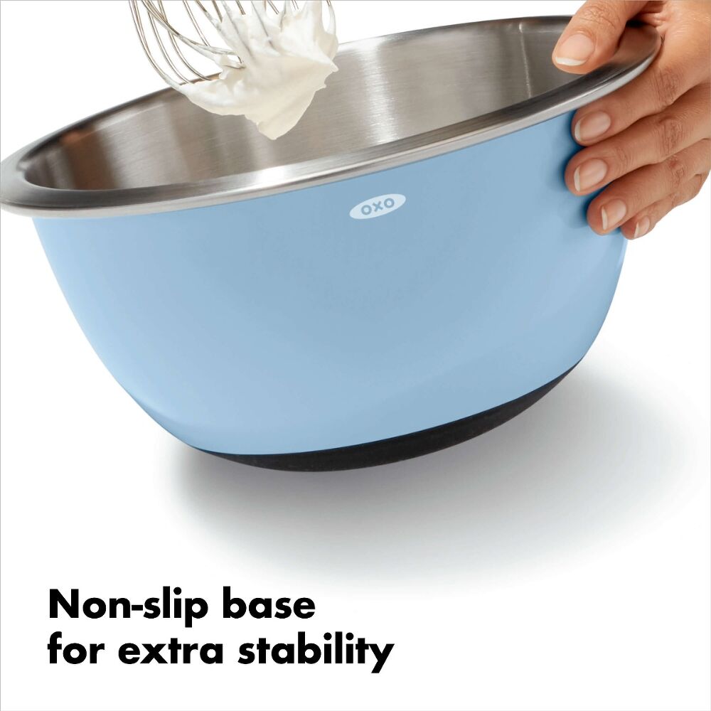 3-Piece Stainless Steel Mixing Bowl Set - Blue/Gray Y1