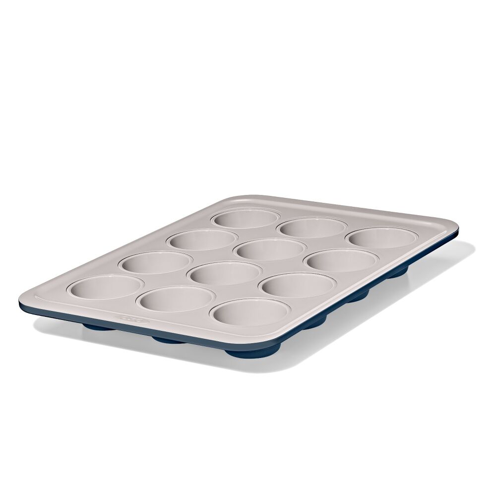 Non-Stick Pro Ceramic Coated Metal Bakeware 12 Cup Muffin Pan Q2