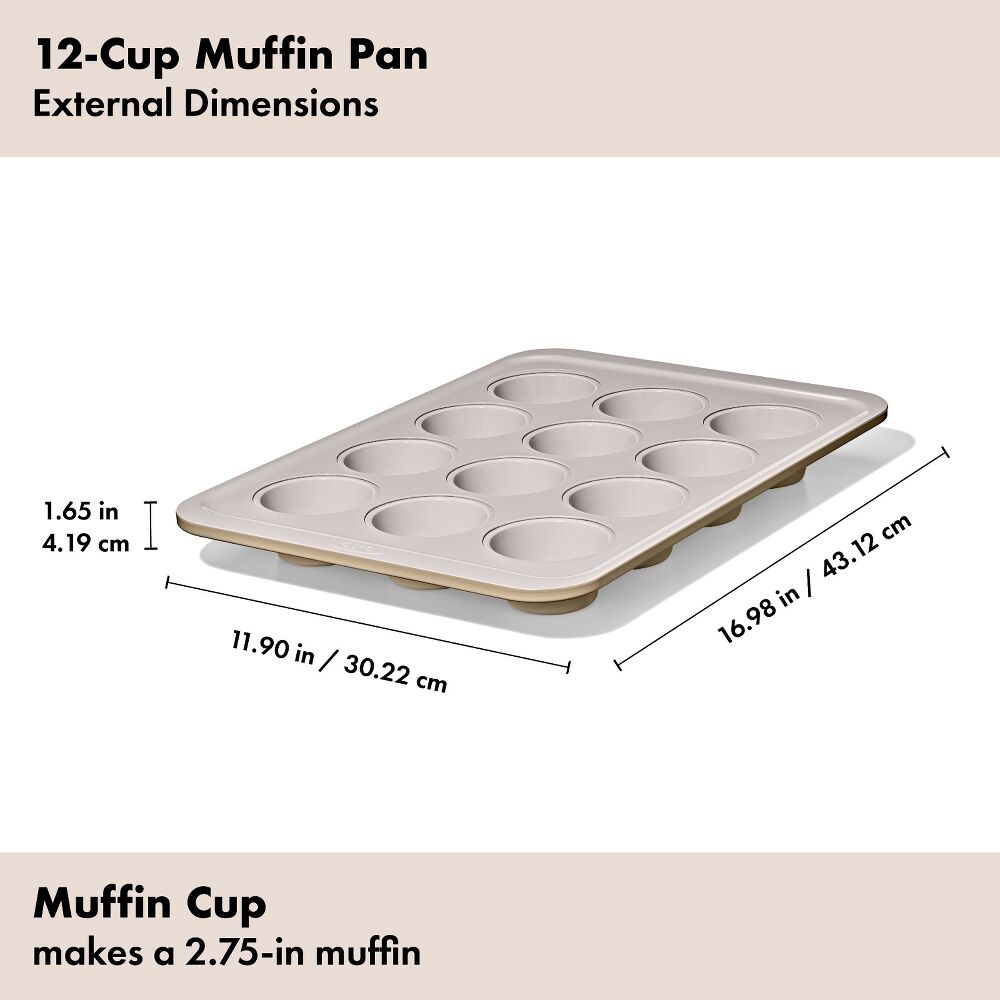Non-Stick Pro Ceramic Coated Metal Bakeware 12 Cup Muffin Pan Q2