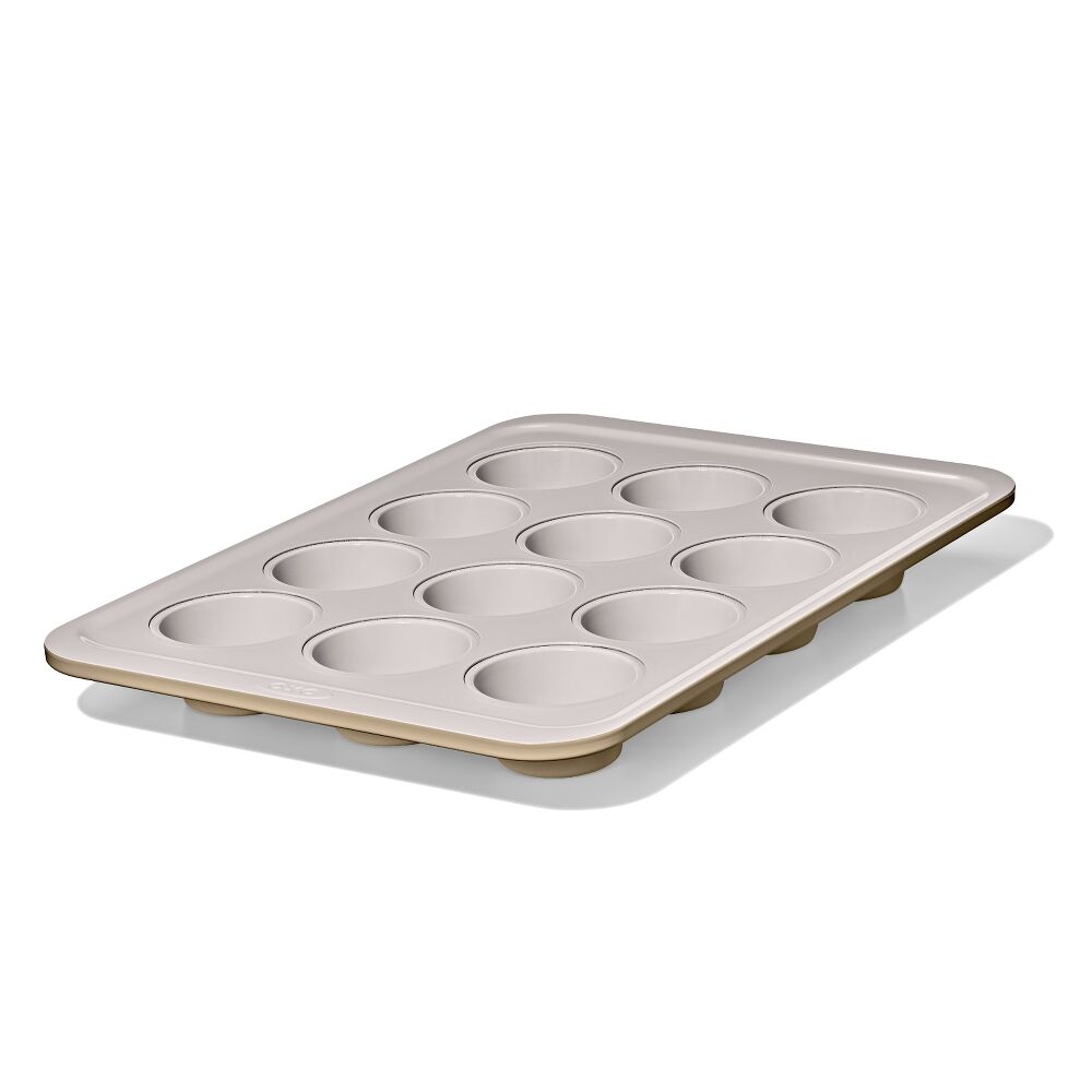 Non-Stick Pro Ceramic Coated Metal Bakeware 12 Cup Muffin Pan Q2