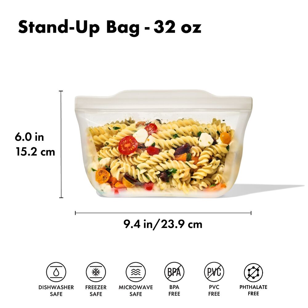 Silicone Reusable Bag - Stand-Up Quart (32 oz) - Oat Y8