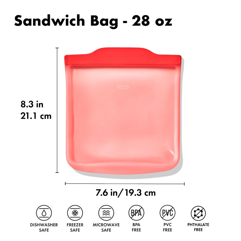 Silicone Reusable Bag - Sandwich Bag (28 oz) - Watermelon F9