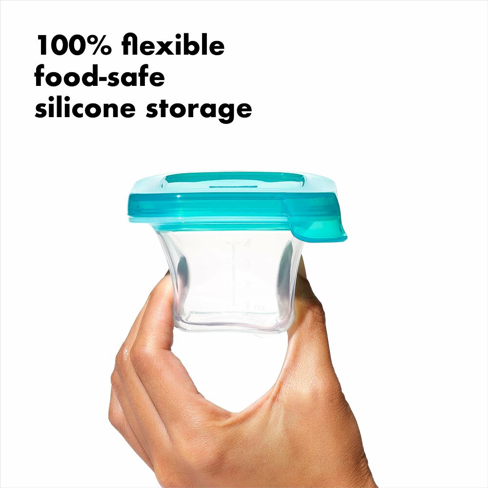 4 oz Baby Blocks™ Silicone Freezer Storage Containers - Tot Teal T7