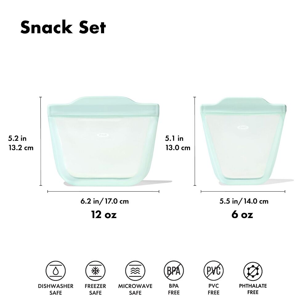 Tot Silicone Reusable Bag - 2-Piece Stand-Up Cup Set X8