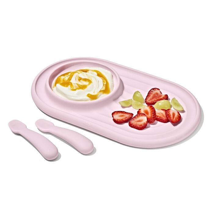 Textured Suction Plate & Spoons Set – 3-Piece S5