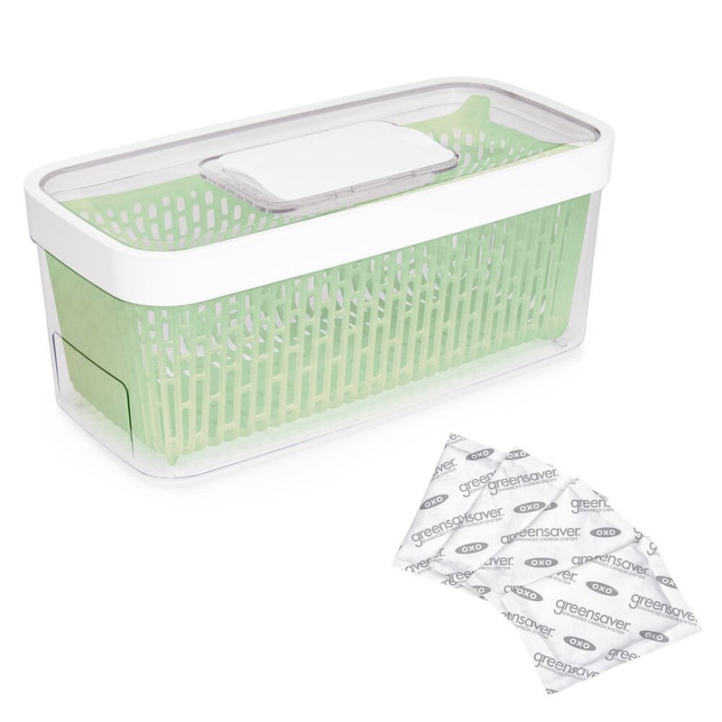 GreenSaver Produce Keeper (5.0 Qt) & OXO GreenSaver Carbon Filter Refills - 4 Pack Bundle B1