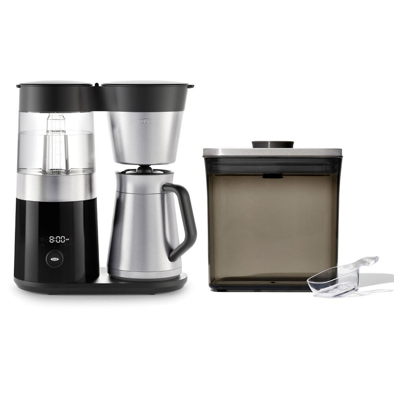 9-Cup Coffee Maker & Steel Coffee POP Container (1.7 Qt) with Scoop Bundle W8
