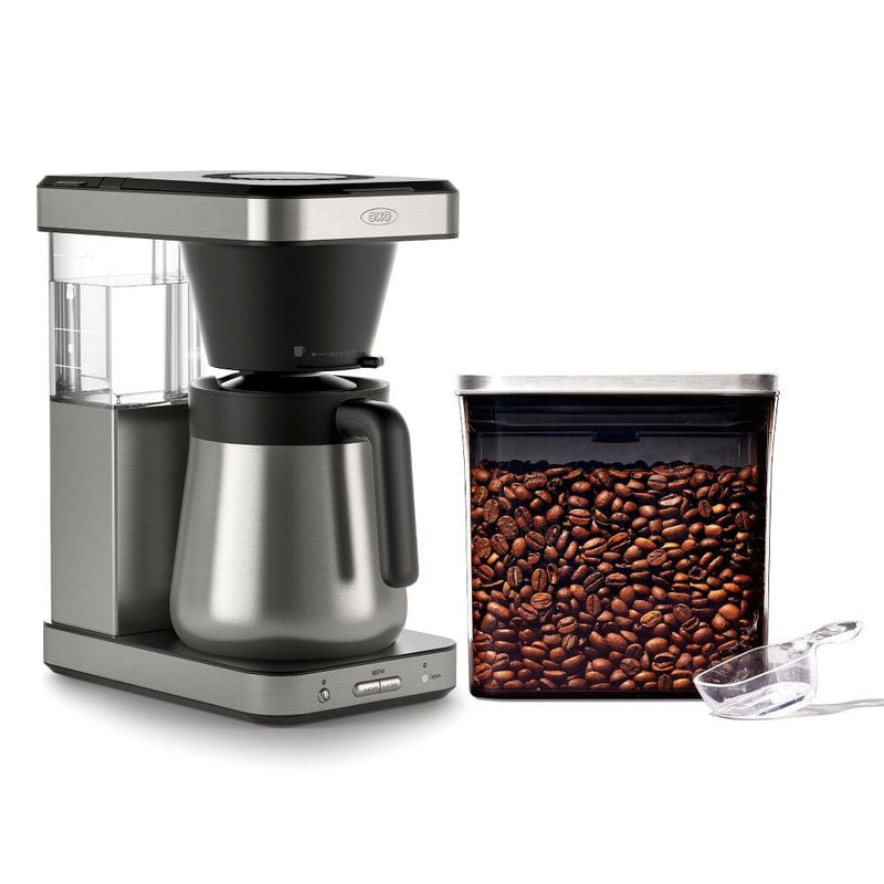 8-Cup Coffee Maker & Steel Coffee POP Container (1.7 Qt) with Scoop Bundle F2