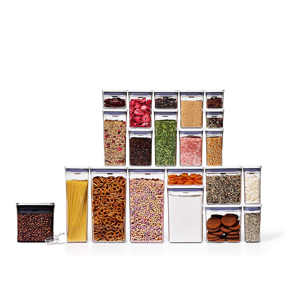 20-Piece POP Container Set & Steel Coffee POP Container (1.7 Qt) with Scoop Bundle J0