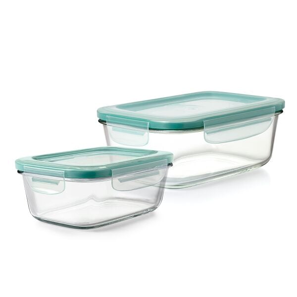 8 Cup Smart Seal Glass Rectangle Container & 3.5 Cup Smart Seal Glass Rectangle Container Bundle E3