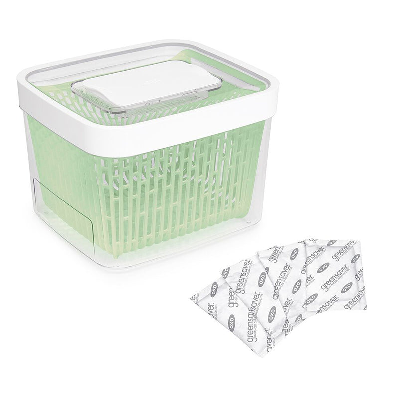GreenSaver Produce Keeper (4.3 Qt) & GreenSaver Carbon Filter Refills - 4 Pack Bundle S2