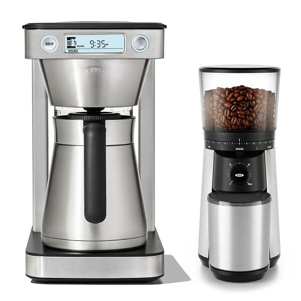 12-Cup Coffee Maker with Podless Single-Serve Function & Conical Burr Coffee Grinder Bundle J8