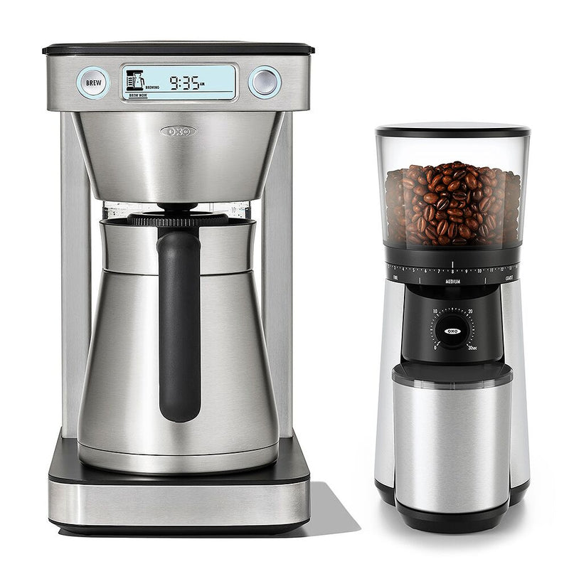 12-Cup Coffee Maker with Podless Single-Serve Function & Conical Burr Coffee Grinder Bundle J8