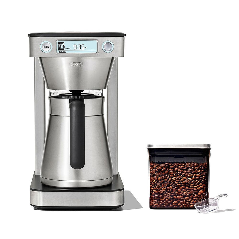 12-Cup Coffee Maker with Podless Single-Serve Function & Steel Coffee POP Container (1.7 Qt) with Scoop Bundle W0