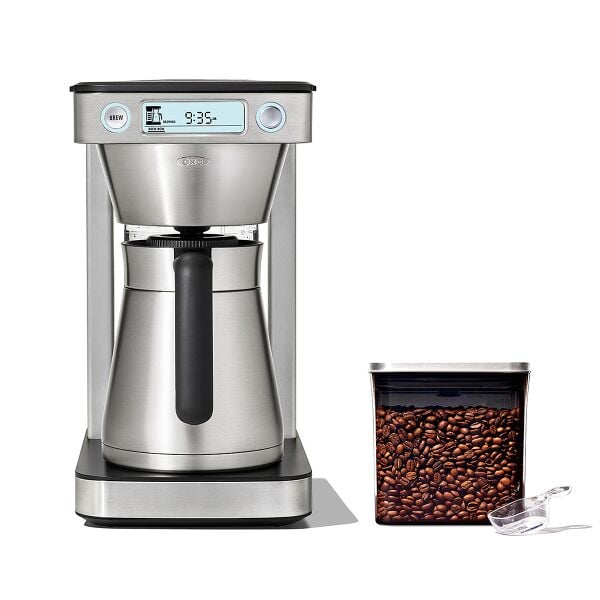 12-Cup Coffee Maker with Podless Single-Serve Function & Steel Coffee POP Container (1.7 Qt) with Scoop Bundle Q9