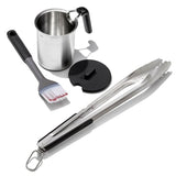 Grilling Basting Pot and Brush Set & Grilling Tongs with Built-In Bottle Opener Bundle L0