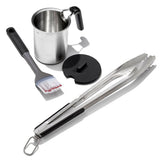 Grilling Basting Pot and Brush Set & Grilling Tongs with Built-In Bottle Opener Bundle L0