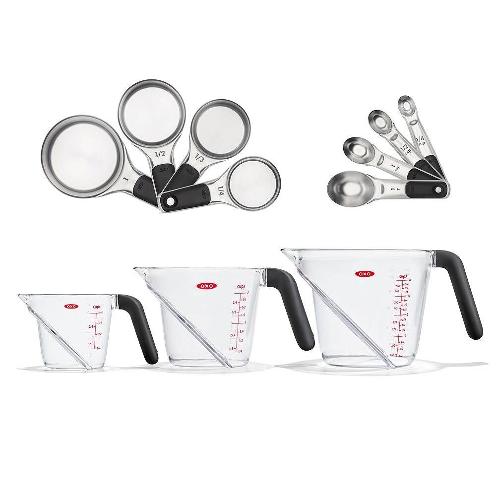 3 Piece Angled Measuring Cup Set & Stainless Steel Measuring Cups and Spoons Set Bundle K8
