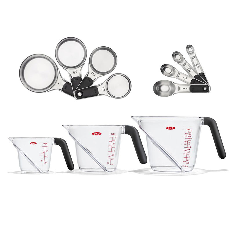 3 Piece Angled Measuring Cup Set & Stainless Steel Measuring Cups and Spoons Set Bundle K8