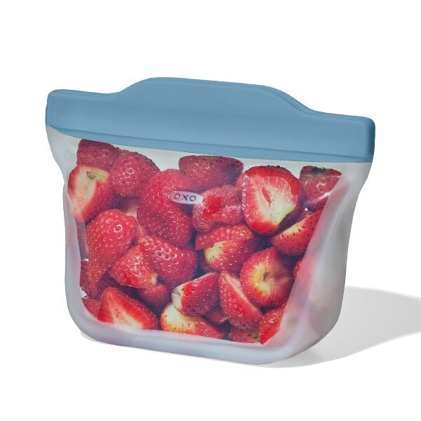Silicone Reusable Bag  Stand-Up Snack (12 oz) - Ocean Blue Z1