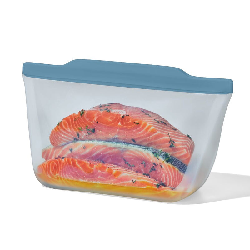 Silicone Reusable Bag  Stand-Up Half Gallon (64 oz) - Ocean Blue W9