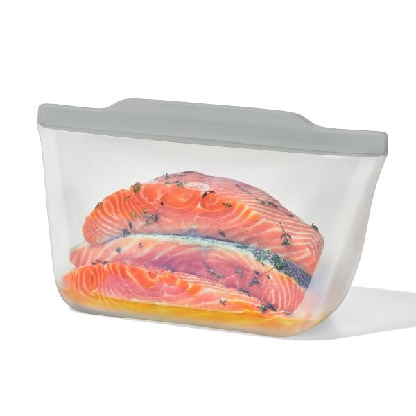 Silicone Reusable Bag  Stand-Up Half Gallon (64 oz) - Fog M8