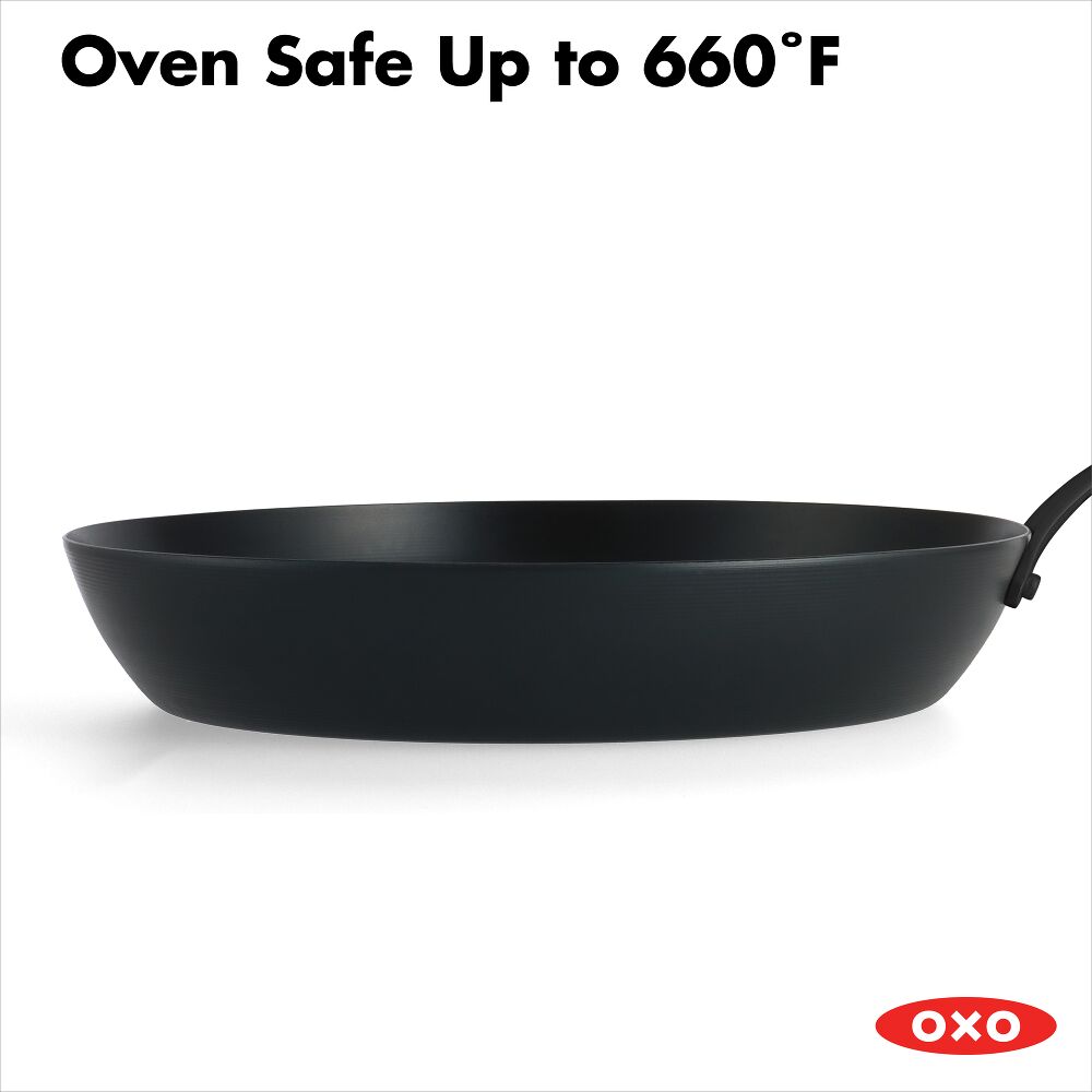 OXO Carbon Steel Obsidian Series 12-Inch Frypan with Silicone Sleeve W4