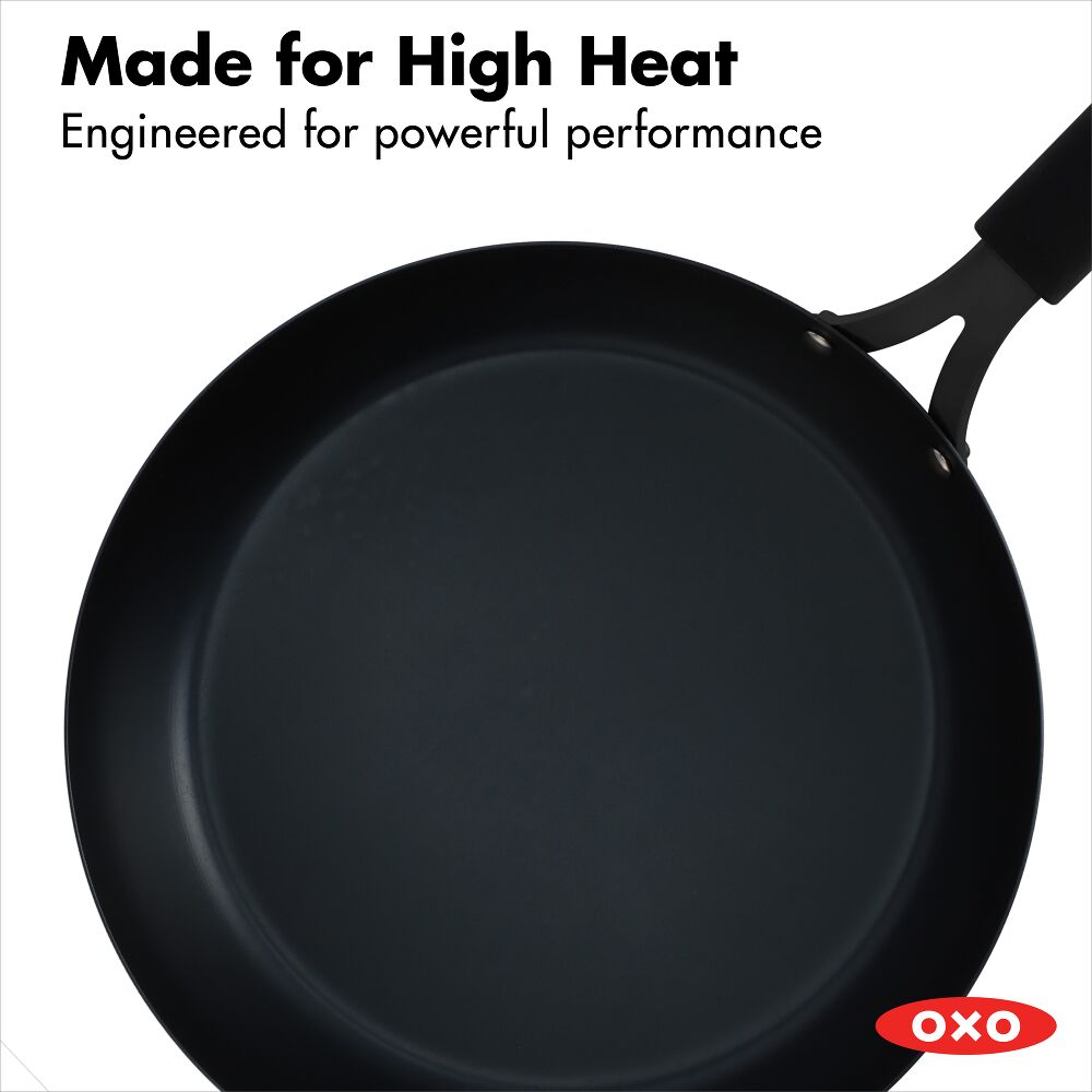 OXO Carbon Steel Obsidian Series 12-Inch Frypan with Silicone Sleeve W4