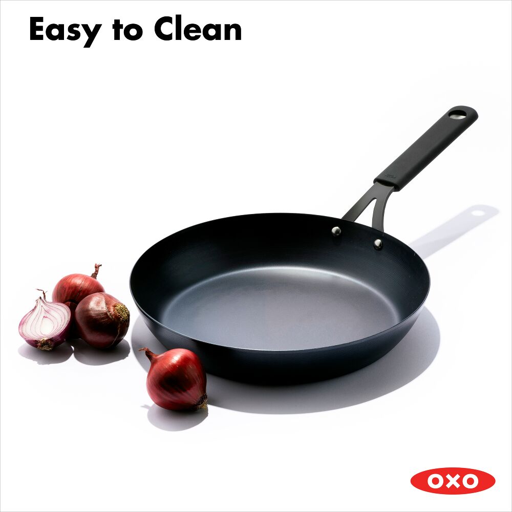 OXO Carbon Steel Obsidian Series 12-Inch Frypan with Silicone Sleeve W4