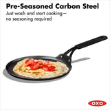 Obsidian Carbon Steel 10-Inch Crêpe Pan with Silicone Sleeve X4