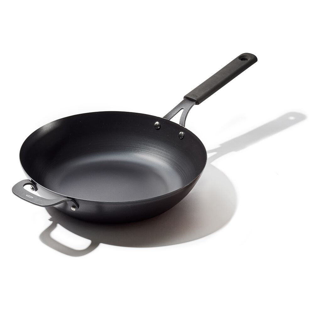 Carbon Steel Obsidian Series 12-Inch Wok with Silicone Sleeve Q1