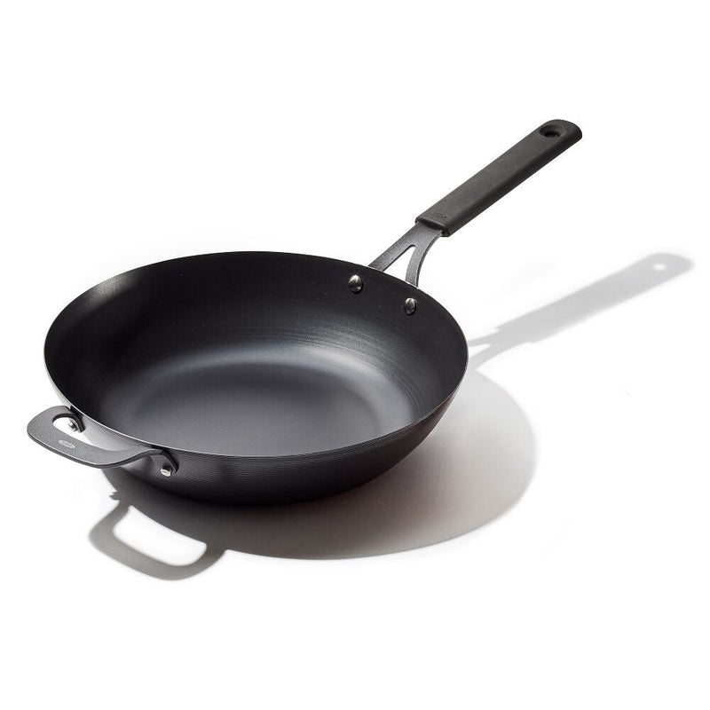 Carbon Steel Obsidian Series 12-Inch Wok with Silicone Sleeve F9