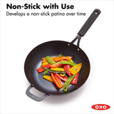 Carbon Steel Obsidian Series 12-Inch Wok with Silicone Sleeve Q1