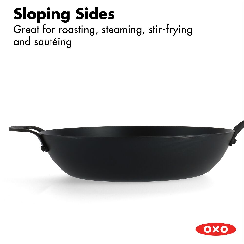 Carbon Steel Obsidian Series 12-Inch Wok with Silicone Sleeve Q1