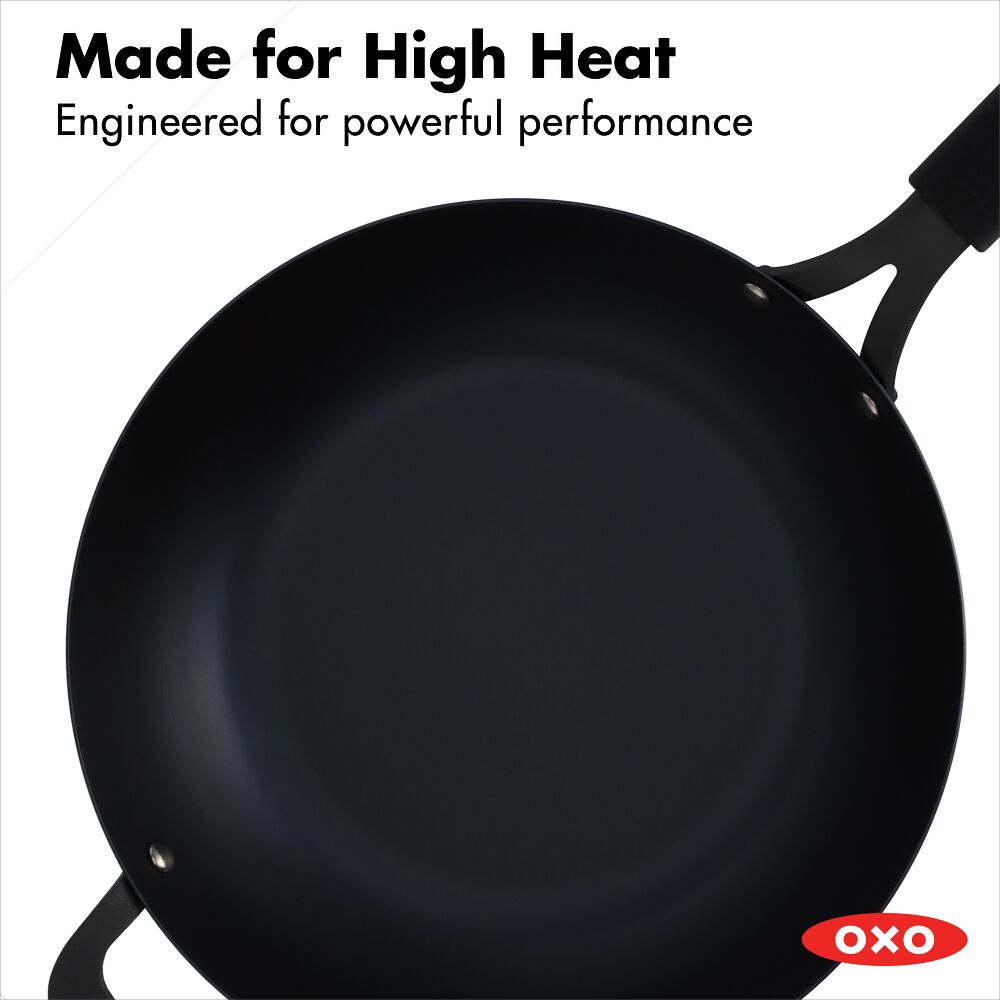 Carbon Steel Obsidian Series 12-Inch Wok with Silicone Sleeve Q1