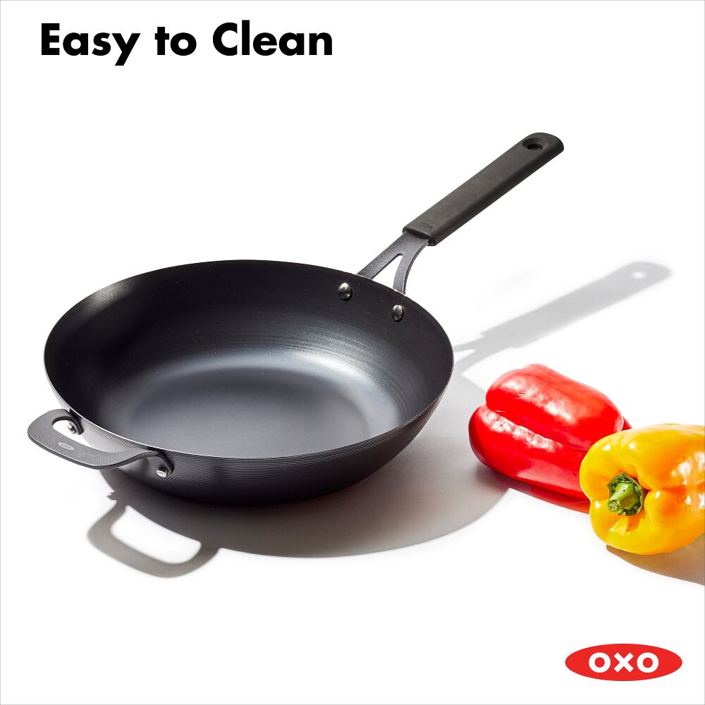 Carbon Steel Obsidian Series 12-Inch Wok with Silicone Sleeve Q1