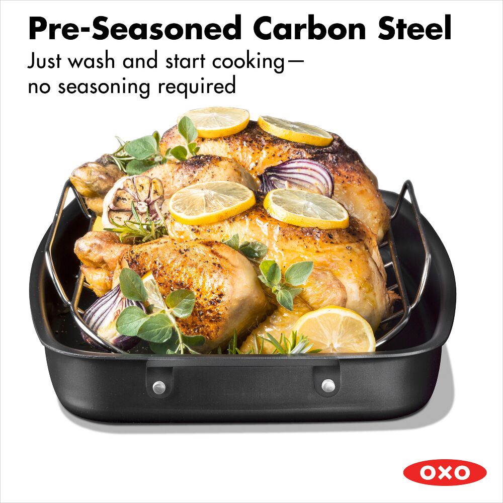 Carbon Steel Obsidian Series Roaster with Rack S2