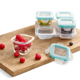 Baby Blocks Glass Food Storage Containers 4 Oz - Tot Teal W8