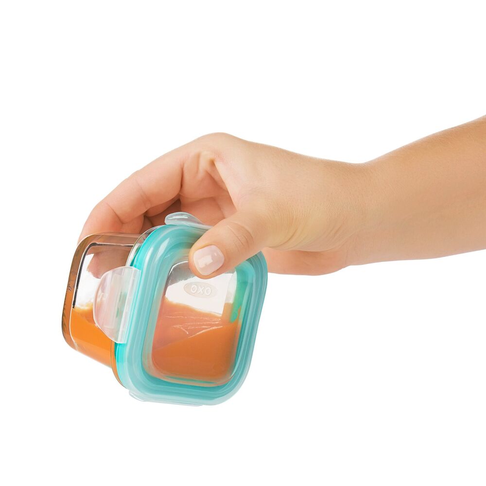 Baby Blocks Glass Food Storage Containers 4 Oz - Tot Teal W8