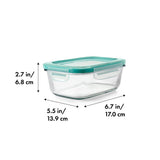 Smart Seal 3.5 Cup Glass Rectangle Container - Teal I2