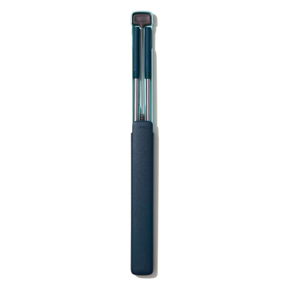 4-Piece Reusable Straw and Brush Set with Case Y0