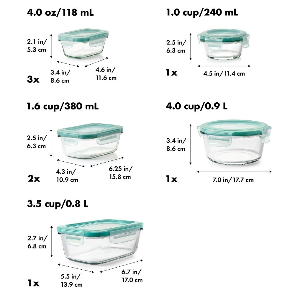 16 Piece Glass Smart Seal Everyday Container Set A0