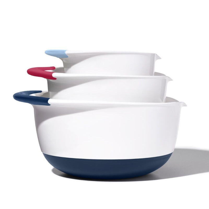 3 Piece Mixing Bowl Set New Colored Handles M3