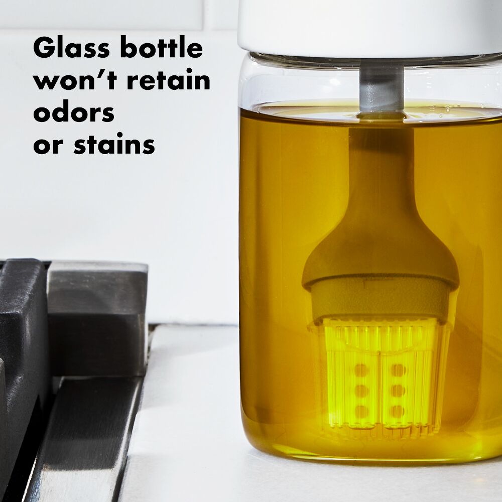 Glass Oil Bottle and Silicone Brush Set K6