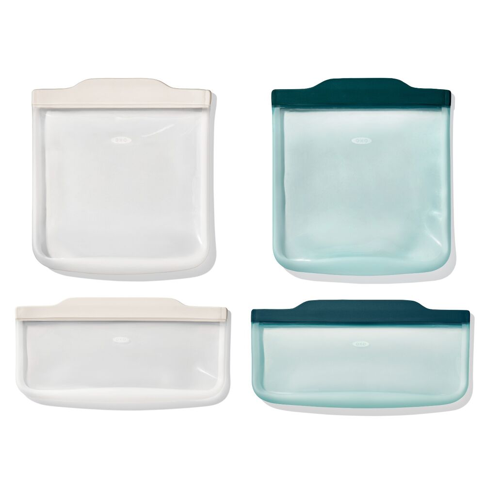 Silicone Reusable Bag -  4 Piece Lunch Set - Oat/Lagoon Z0