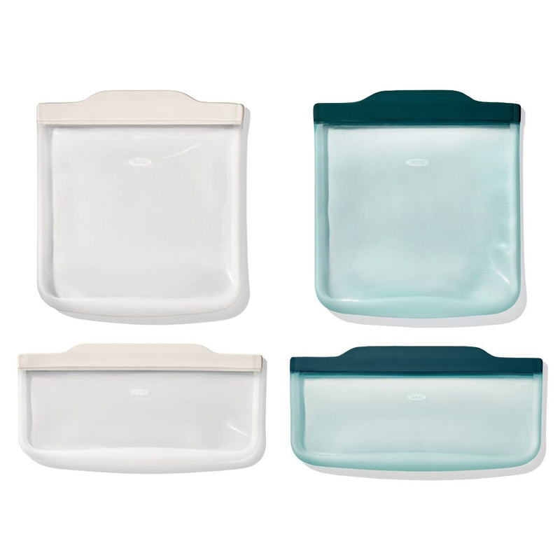 Silicone Reusable Bag -  4 Piece Lunch Set - Oat/Lagoon I4