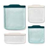Silicone Reusable Bag - 4 Piece Starter Set - Oat/Lagoon M1